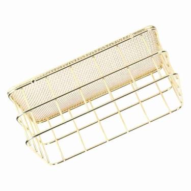 Imagem de Mingzhe Cesta Elegante de Armazenamento de Ferro Dourado para Compras, Organizador de Mesa Durável para Decoração de Casa, Multifuncional Com Processo de Revestimento, Amigos Ideais, (Pequena)