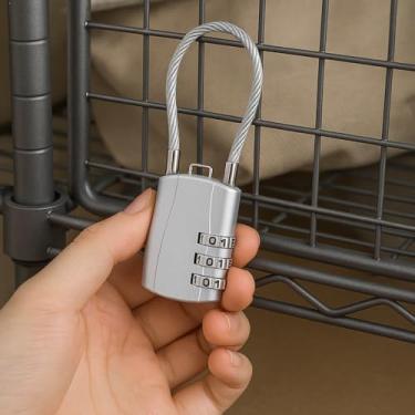 Imagem de Cadeado combinado, trava de segurança de liga de zinco para bagagem, academia, mochilas, portas, bloqueio de código anti-roubo (prata)