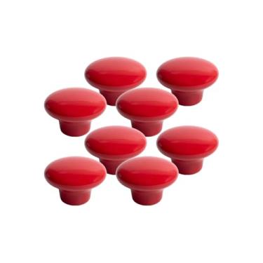 Imagem de 8 Puxadores em Cerâmica Liso Luxo Porcelana Armário 38mm (Vermelho - MPPON101)