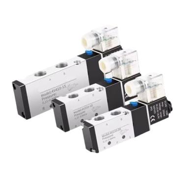 Imagem de 1 peça válvula solenoide elétrica pneumática 4V210 5 vias 2 posições controle ar válvula solenoide 4V110-06 4V210-08 4V310-10 4V410-15 (PC 4V310-10 6mm, DC12V)
