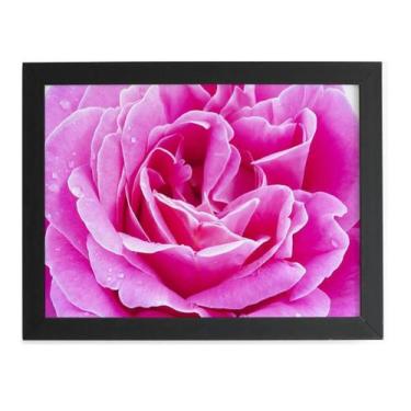 Imagem de Quadro Rosa Flor Fotografia Em Foco Moldura Preta 60X40Cm - Plimshop