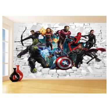 Imagem de Papel De Parede 3D Vingadores Entrando Quarto 3,5M Nhma108 - Você Deco