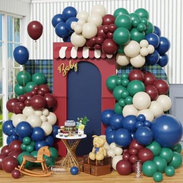 Imagem de Guirlanda de balões azul marinho e verde escuro, 146 peças, azul, verde, areia, branco, angola, vermelho, kit de arco para decoração de festa de aniversário e chá de bebê