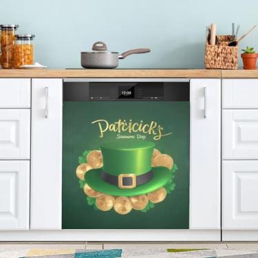 Imagem de ATTX Chapéu de São Patrício capa de ímã para lava-louças, 58,4 cm C x 66 cm A decoração da capa da máquina de lavar louça, decalques de armário doméstico eletrodomésticos adesivos #63