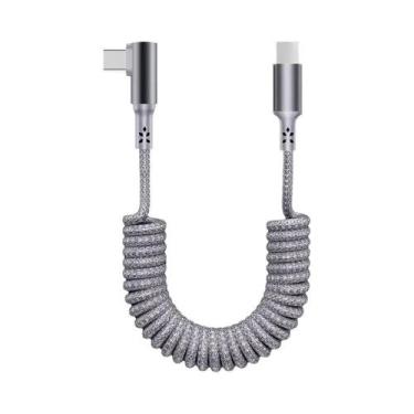 Imagem de Cabo USB C Para USB C Em Espiral De 90 Graus, Carregador Rápido Retrát