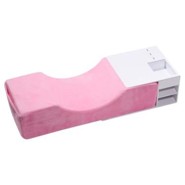 Imagem de Travesseiro de enxerto de cílios para salão de beleza, travesseiro de pescoço com extensão de cílios, almofada de contorno de pescoço de espuma viscoelástica para suporte de sono - kit rosa