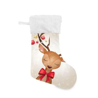 Imagem de GakkiGii Pacote com 2 meias de Natal de veado de Natal, decoração de Natal grande para parede de árvore de lareira, 45 x 31 cm