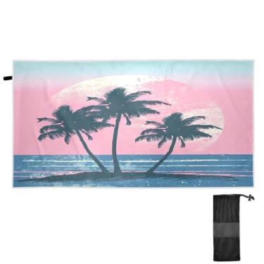 Imagem de Blueangle Toalha de praia havaiana Sunset Palms - Toalhas de viagem compactas e leves - Toalha de secagem rápida super absorvente para natação, acampamento e férias (195)