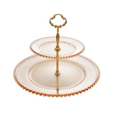 Imagem de Suporte Duplo para Doces Wolff Pearl em Cristal Âmbar - 24 x 32 cm Âmbar