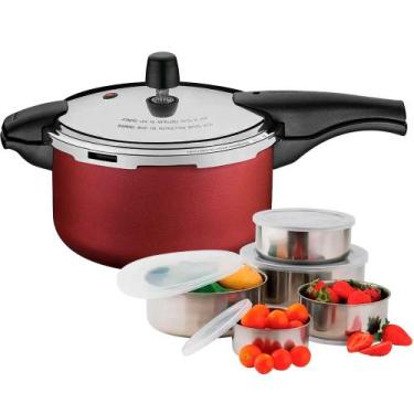 Imagem de Panela de Pressão 6 Litros Tramontina Vancouver Antiaderente Vermelha 
