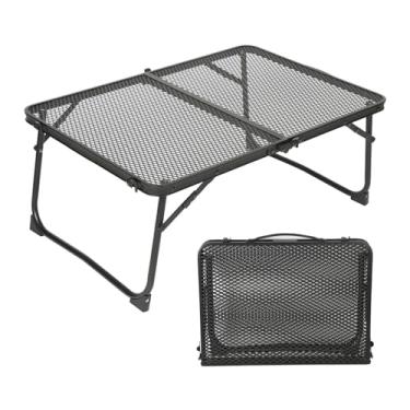 Imagem de Mesa de Camping Plegável Pequena Churrasco Baixa com Malhas Aço e Painéis Laterais Altura Ajustável Piquenique Liga Leve Portátil Fácil Instalar Resistente Ultraleve para Atividades Internas Caminhada