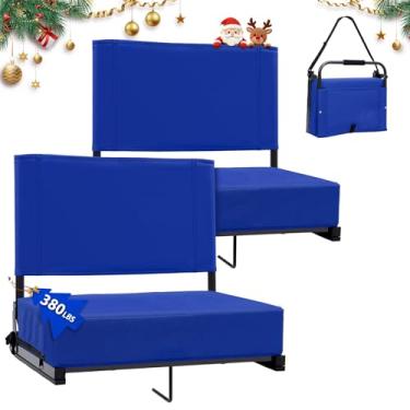 Imagem de Assentos de estádio com suporte para as costas, 2 peças de assento acolchoado portátil com alça de ombro - Cadeira larga com encosto e almofada para esportes e eventos ao ar livre