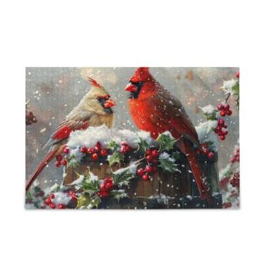 Imagem de WELLDAY Quebra-cabeça neve pássaros padrão 1000 peças grande arte jogo de arte para adultos adolescentes