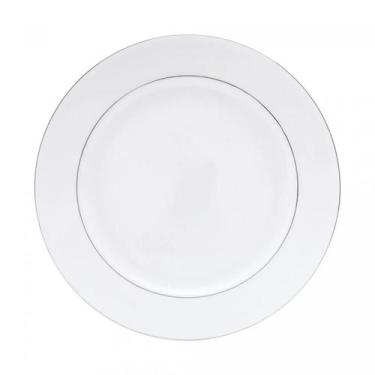 Imagem de Prato Fundo 21,5cm Sopa Monâco Porcelana Borda Prateada Branco Wolff L