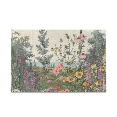 Imagem de WELLDAY Quebra-cabeça vintage flores silvestres 1000 peças grande jogo de arte para adultos adolescentes
