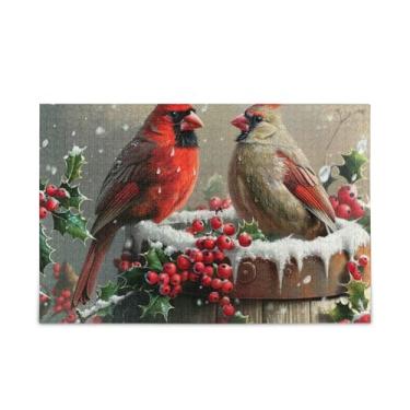 Imagem de WELLDAY Quebra-cabeça neve pássaros padrão 500 peças grande arte jogo de arte para adultos adolescentes