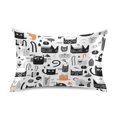 Imagem de Wassud Fronha de cetim de gatos coloridos para cabelo e pele fronhas de seda lisa tamanho padrão capas de travesseiro respiráveis com fecho de envelope