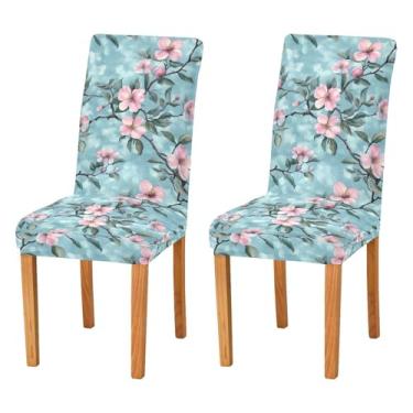 Imagem de Wassud Capas de cadeira para sala de jantar vintage floral stretch capa de cozinha protetor de assento lavável conjunto de 2