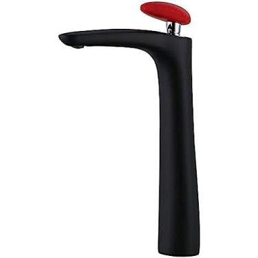 Imagem de LMJYU Torneiras de pia de banheiro Torneira de lavatório, todas as torneiras de cobre quente e frio duplo controle torneira misturador de lavatório preto mudo único balcão pintura lavatório