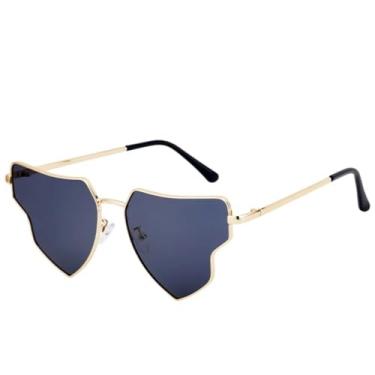Imagem de JRLLFD Óculos de sol punk feminino, armação de metal luxuosa, óculos de sol para áreas externas, feminino, UV400 (cinza dourado)