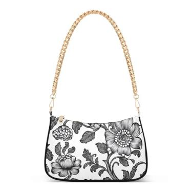 Imagem de CEBUGI Bolsas transversais femininas bolsa de ombro floral bolsa clutch elegante com alça de corrente