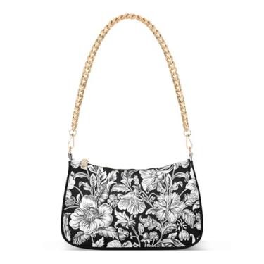 Imagem de CEBUGI Bolsas transversais femininas bolsa de ombro floral bolsa clutch elegante com alça de corrente