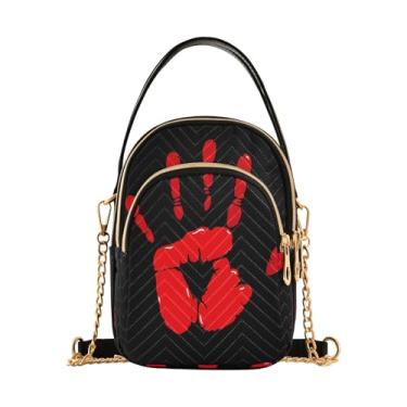 Imagem de CEBUGI Bolsa tiracolo feminina clutch para telefone bolsa de mão vermelha elegante bolsa de ombro com alça de corrente removível