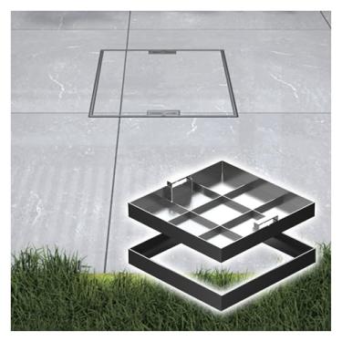 Imagem de uhyOHF Tampa de bueiro sólida e moldura invisível, tampas de aço inoxidável para fossa séptica/caixa de distribuição/esgoto, tampa de pia de esgoto embutida interna e externa, Ha oculta (prata-13 x 13