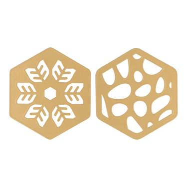 Imagem de Porta-copos de metal para bebidas, porta-copos resistente ao calor dourado, isolamento térmico forte para bares domésticos, escritório, material de ferro, 2 peças, formato bonito