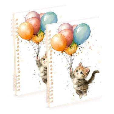 Imagem de Burbuja Cadernos com nome, papel pautado universitário A5 com 60 folhas, fichário para escritório, 2 unidades