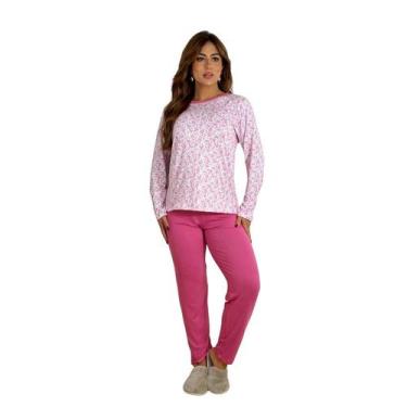 Imagem de Pijama Feminino Estampado Manga Comprida Outono Inverno - FEMINNITA, R