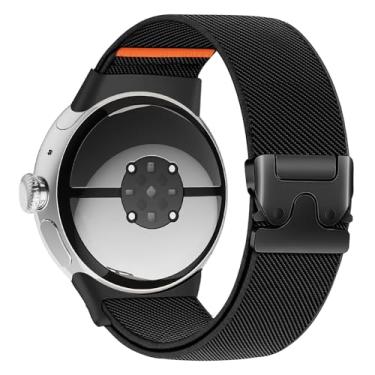 Imagem de Zspoly Pulseira masculina de nylon Pixel Watch 3 de 41 mm, para relógio Google Pixel 1/2/3, com fivela de paraquedas, elástica, esportiva, trançada, ajustável e tecido de tecido, preta