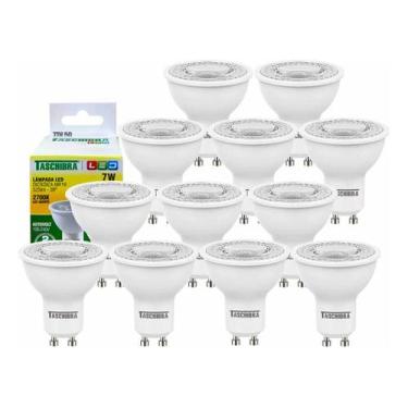 Imagem de 12 Lâmpada De Led Dicróica Mr16 Tdl 50 7w Gu10 Taschibra 2700k