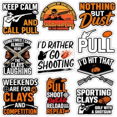 Imagem de SODAVA (10 peças, 7,6 cm) pacote de adesivos de tiro de argila, conjunto engraçado de decalque de espingarda para atiradores, adesivos de vinil de tiro ao alvo para garrafa de água, laptop, estojo de