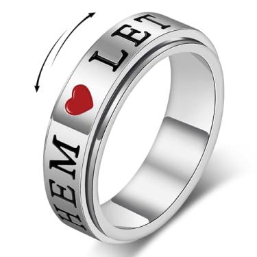 Imagem de AmorArtSky Anel Fidget para mulheres - Anel giratório Let Them para alívio da ansiedade e estresse, anel de ansiedade de aço inoxidável | Presente essencial para ela, brinquedo sensorial silencioso