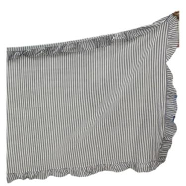 Imagem de Boao Toalha de mesa de algodão com babados de 132 x 177 cm, azul, branca, listrada, babados, para mesa retangular, cozinha, festa, decoração de casamento