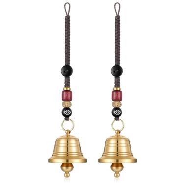 Imagem de ElevateTech 2 peças de sino vintage para maçaneta de porta, sinos para pendurar no exterior, decoração de interiores, som de toque claro, adequado para casa, jardim, Natal