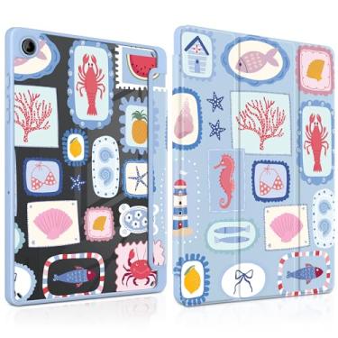 Imagem de MEEgoodo Capa para Samsung Galaxy Tab A9 Plus 27.9 cm 2024 2023 com suporte para caneta S, capa para tablet com revestimento traseiro de acrílico transparente + suporte de três dobras + despertar