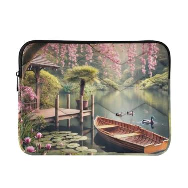 Imagem de Capa para laptop portátil para dispositivo eletrônico Cherry Blossoms Pond à prova de choque capa protetora para notebook