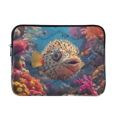 Imagem de Capa protetora para notebook com peixes e peixes coloridos coral à prova de choque, capa protetora para dispositivo eletrônico, 38 a 15,6 polegadas