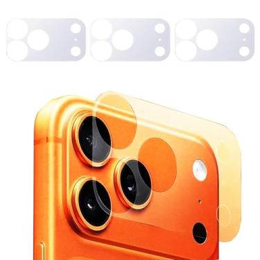 Imagem de Selfdefine Pacote com 3 protetores de câmera com lente oca, transparente, brilhante, resistente a arranhões, protetores para iPhone 17 Pro Max apenas