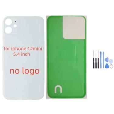 Imagem de Tampa traseira de vidro para iPhone 11 e para iPhone 12 de 6,1 polegadas, substituição para iPhone 12 mini 5,4 polegadas (no logotipo), com kit de ferramentas de reparo, adesivo pré-instalado (preto