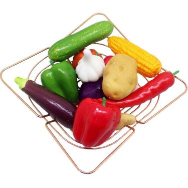 Imagem de Kit Decoração Hortaliça Artificiais Isopor E Cesta Inox Rose