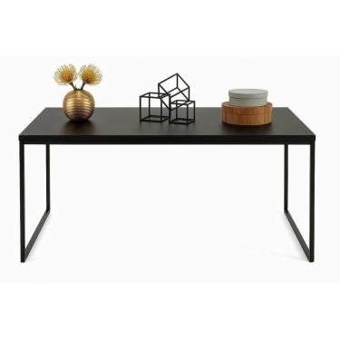 Imagem de Mesa Industrial Preta 1,20m X 0,80m Estrutura De Metal Tampo Mdf Preto