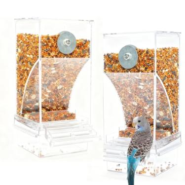 Imagem de 2 peças alimentador automático de pássaros para gaiola, sem bagunça, alimentador de periquito, recipiente de alimentação, estação de alimentação, acessórios para gaiola para pássaros pequenos