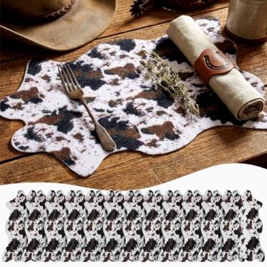 Imagem de Drydiet 12 peças de mini tapete de couro de vaca falso de Natal ocidental, tapete de área de animal sintético, casa de fazenda, decoração de casa, centros de mesa para sala de estar, quarto, festa de