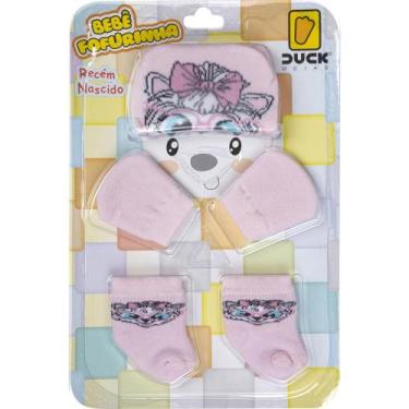 Imagem de Kit Meias Luvas e Touca Bebê Recém-Nascido Menina Fofurinha Maternidad