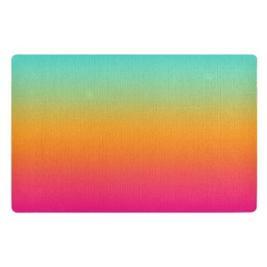 Imagem de GAIGEO Tapete antiderrapante para ambientes externos azul-petróleo laranja rosa dégradé entrada interna, tapetes de chão 81 x 50 cm para casa