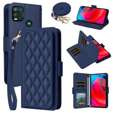 Imagem de Dibosom Capa carteira para Motorola Moto G Stylus 5G 2021 Argyle com alça de pulso/ombro, compartimentos para cartões, suporte para cartão, minimalista, capa de celular acolchoada para GStylus G5