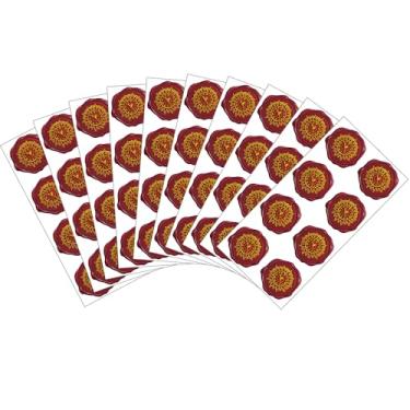 Imagem de 80 adesivos de lacre de cera falsa com folha dourada – 10 folhas de selos de envelope vintage em relevo, etiquetas decorativas autoadesivas de 4 cm para convites de casamento, cartões, presentes e